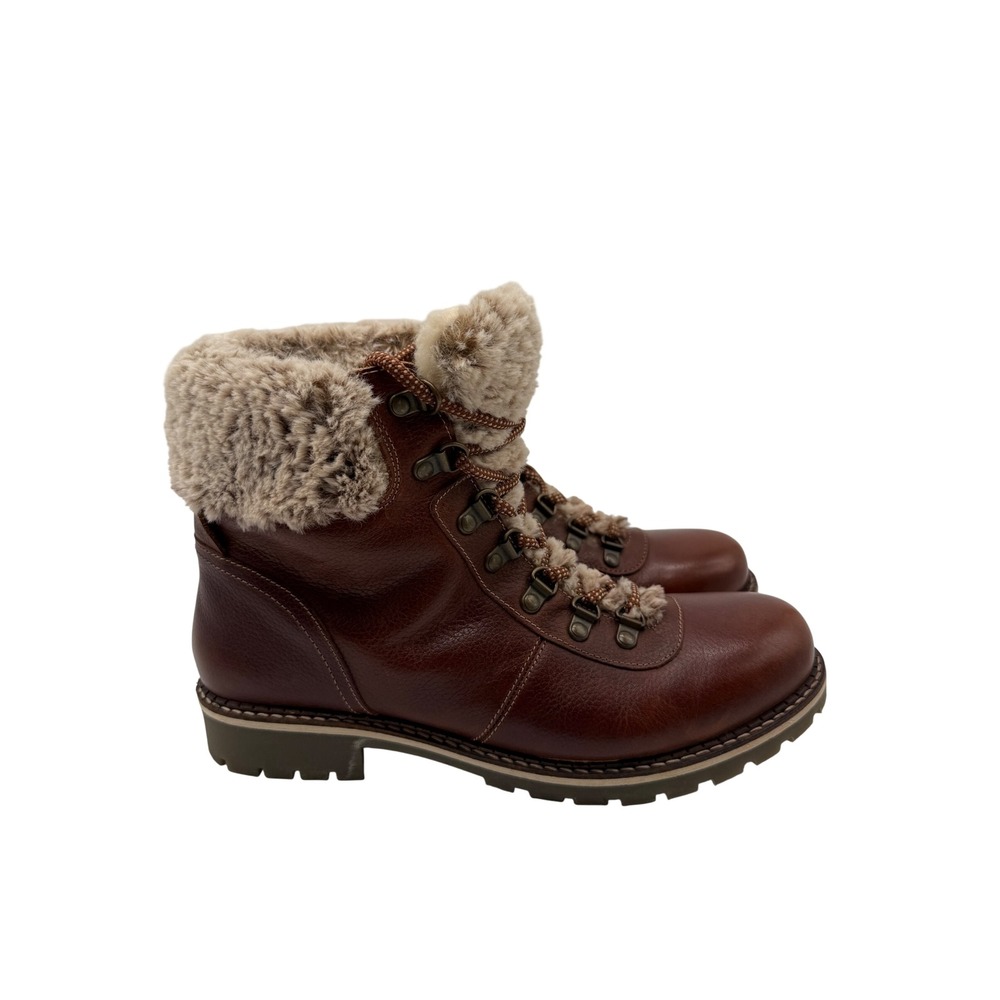 Avellino Hiking Boots Womens 40 Brown Excellent Faux Fur Lined Leather Portugal